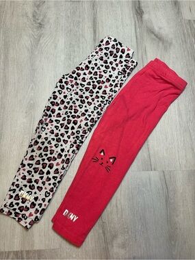 Kids - 3 for $10 - DKNY Girls' Pink & White Heart Cat Leggings Set